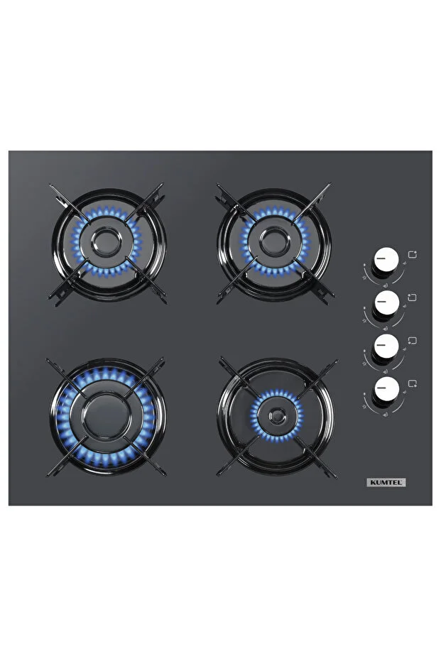 Dizayn Antrasit Cam Ankastre Set